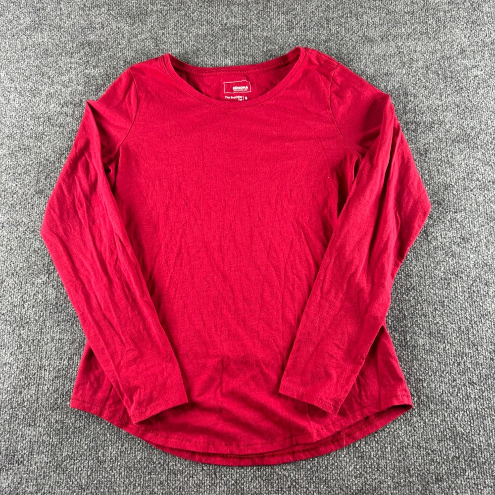Sonoma Goods for Life The Everyday Tee Red Long Sleeve Crew Neck Shirt Small